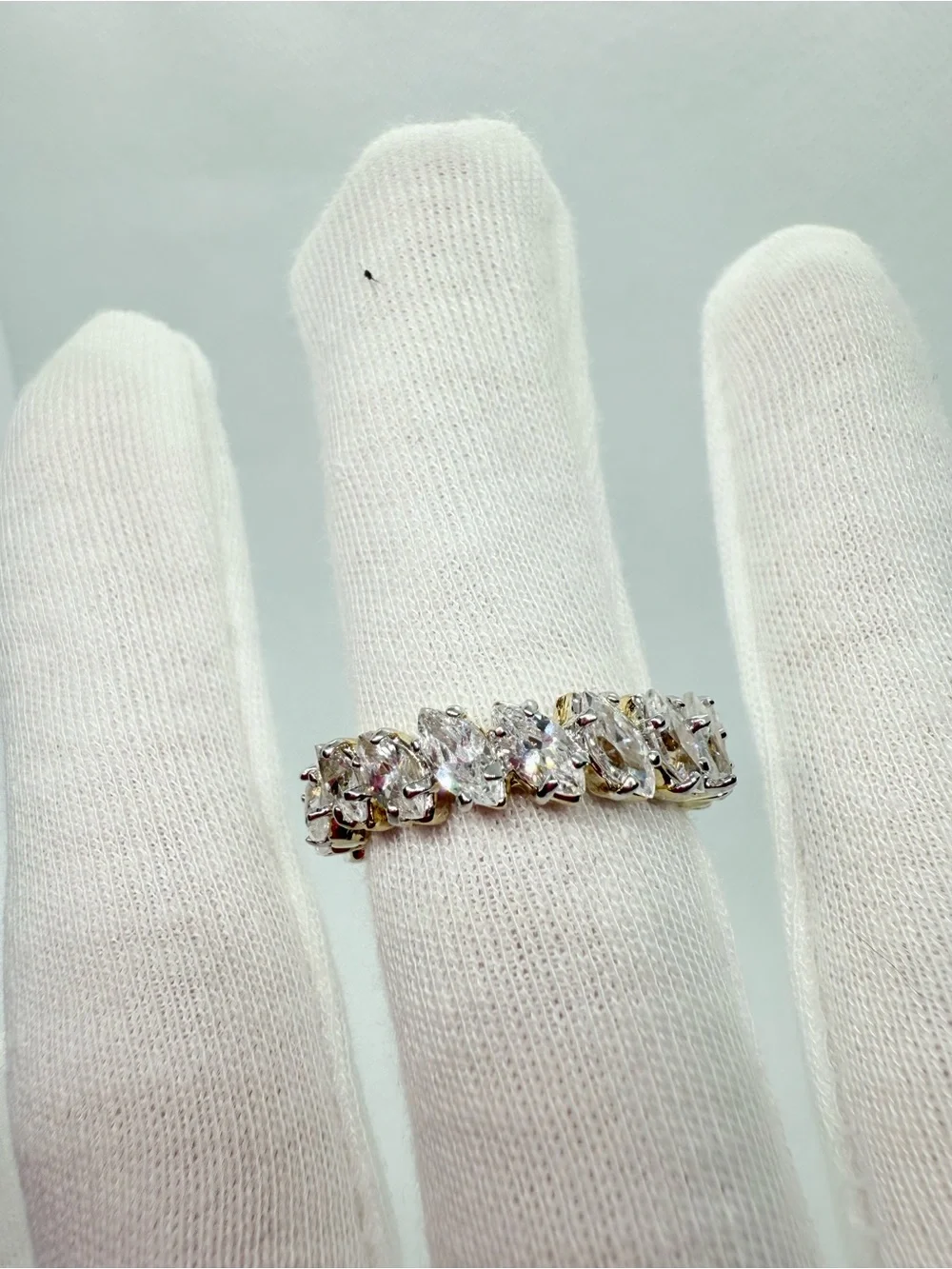 14k Gold over Sterling Silver CZ Marquise Band Ring!